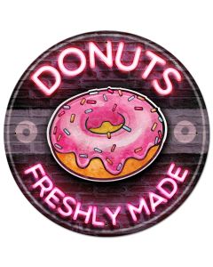 Donuts Made Fresh 3-D Vintage Sign, 3-D, Metal Sign, Wall Art, 28 X 28 Inches