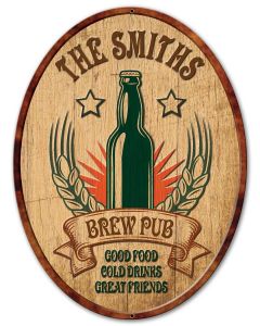 Personalized Brew Pub, Man Cave, Metal Sign, Wall Art, 18 X 24 Inches