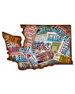 Washington State License Plates Vintage Sign, License Plates, Metal Sign, Wall Art, 20 X 13 Inches