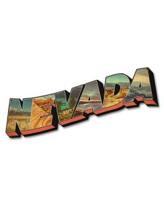 Nevada Postcard Vintage Sign, Travel, Metal Sign, Wall Art, 17 X 8 Inches
