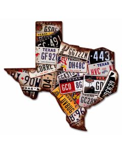 Texas License Plates Vintage Sign, License Plates, Metal Sign, Wall Art, 19 X 19 Inches