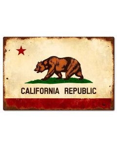 California Flag Vintage Sign, Transportation, Metal Sign, Wall Art, 24 X 16 Inches