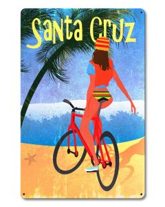 Santa Cruz Biker Vintage Sign, Travel, Metal Sign, Wall Art, 12 X 18 Inches