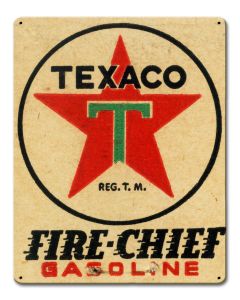 Texaco Fire Chief Gasoline Vintage Sign, Oil & Petro, Metal Sign, Wall Art, 12 X 15 Inches