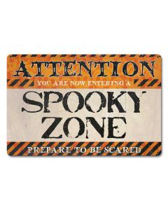 Spooky Zone Small Vintage Sign, Halloween, Metal Sign, Wall Art, 12 X 18 Inches