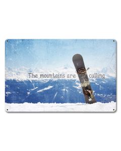 Snowboard Mountains Vintage Sign, Humor, Metal Sign, Wall Art, 18 X 12 Inches