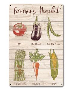 Farmer's Market Vegetables Vintage Sign, Home & Garden, Metal Sign, Wall Art, 12 X 18 Inches