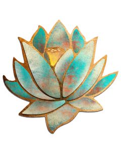 3D Blue Lotus Flower Vintage Sign, Ralph Burch, Metal Sign, Wall Art, 28 X 28 Inches