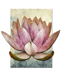 3D Pink Lotus Painting Vintage Sign, Ralph Burch, Metal Sign, Wall Art, 24 X 24 Inches