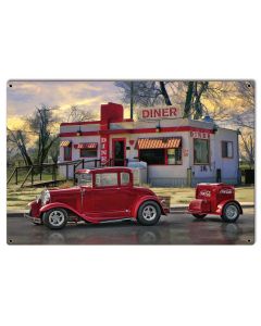 Diners and Dives Vintage Sign, Automotive, Metal Sign, Wall Art, 24 X 16 Inches