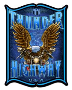 Thunder Hwy Vintage Sign, Other, Metal Sign, Wall Art, 24 X 33 Inches