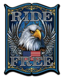 Ride Free Vintage Sign, Other, Metal Sign, Wall Art, 14 X 19 Inches