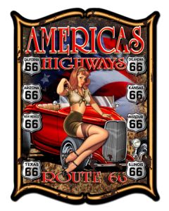 America's Highways Vintage Sign, Other, Metal Sign, Wall Art, 24 X 33 Inches