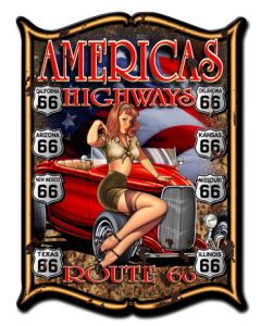 America's Highways Vintage Sign, Other, Metal Sign, Wall Art, 14 X 19 Inches
