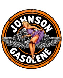 Johnson Gas Vintage Sign, Oil & Petro, Metal Sign, Wall Art, 24 X 24 Inches