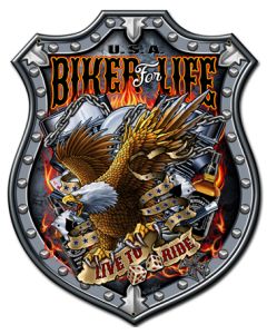 Bikers For Life Vintage Sign, Other, Metal Sign, Wall Art, 18 X 24 Inches