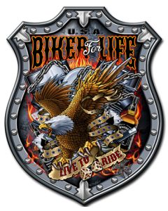 Bikers For Life Vintage Sign, Other, Metal Sign, Wall Art, 14 X 18 Inches