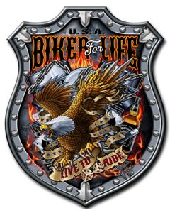 Bikers For Life Vintage Sign, Other, Metal Sign, Wall Art, 10 X 14 Inches