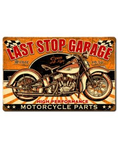 Last Stop Garage Vintage Sign, Other, Metal Sign, Wall Art, 24 X 16 Inches