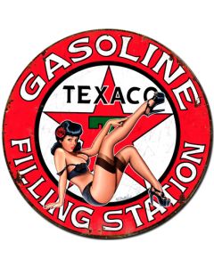 Texaco Girl Vintage Sign, Automotive, Metal Sign, Wall Art, 30 X 30 Inches