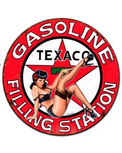 Texaco Girl Vintage Sign, Automotive, Metal Sign, Wall Art, 24 X 24 Inches