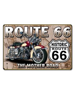 Route 66 The Mother Road Vintage Sign, Street Signs, Metal Sign, Wall Art, 18 X 12 Inches