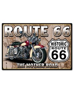 Route 66 The Mother Road Vintage Sign, Street Signs, Metal Sign, Wall Art, 24 X 16 Inches