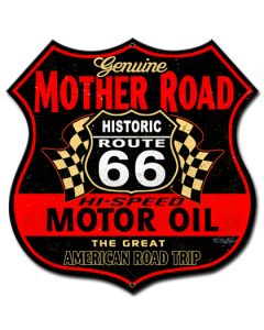 Route 66 The Mother Road Vintage Sign, Street Signs, Metal Sign, Wall Art, 18 X 18 Inches
