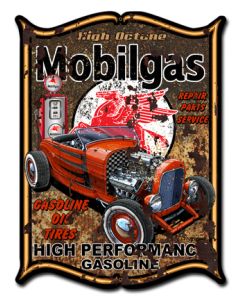 Mobilegas Vintage Sign, Oil & Petro, Metal Sign, Wall Art, 14 X 19 Inches