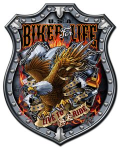 Bikers For Life Vintage Sign, Other, Metal Sign, Wall Art, 24 X 30 Inches