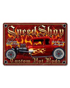 Speed Shop Vintage Sign, Other, Metal Sign, Wall Art, 18 X 12 Inches