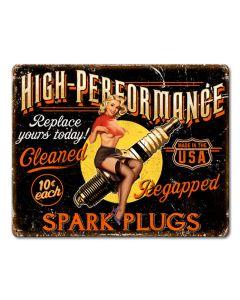 Spark Plug High Performance Vintage Sign, Other, Metal Sign, Wall Art, 15 X 12 Inches