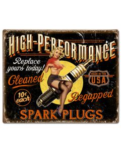 Spark Plug High Performance Vintage Sign, Other, Metal Sign, Wall Art, 30 X 24 Inches