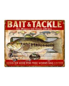 Bait & Tackle Vintage Sign, Other, Metal Sign, Wall Art, 16 X 12 Inches