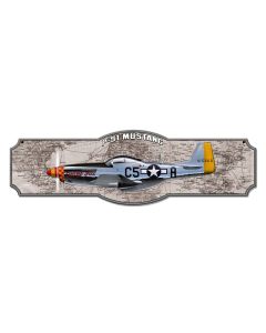 P-51 Vintage Sign, Aviation, Metal Sign, Wall Art, 24 X 7 Inches