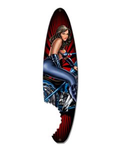 Pin Up Surfboard Vintage Sign, Other, Metal Sign, Wall Art, 6 X 24 Inches