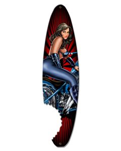 Pin Up Surfboard Vintage Sign, Other, Metal Sign, Wall Art, 30 X 8 Inches