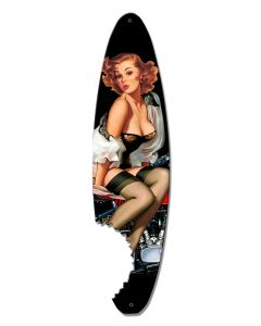 Pin Up Surfboard Vintage Signs, Other, Metal Sign, Wall Art, 5 X 18 Inches