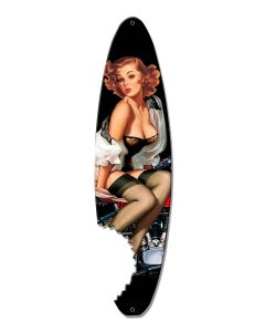 Pin Up Surfboard Vintage Signs, Other, Metal Signs, Wall Art, 6 X 24 Inches
