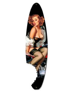 Pin Up Surfboard Vintage Signs, Other, Metal Sign, Wall Art, 30 X 8 Inches