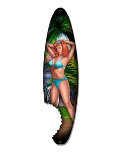 Pin Up Surfboard Vintage Signs, Other, Metal Signs 1, Wall Art, 6 X 24 Inches