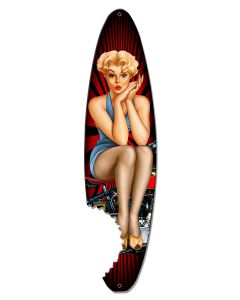 Pin Up Surfboard Vintage Sign, Other, Metal Sign 4, Wall Art, 8 X 30 Inches