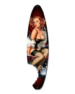Pin Up Surfboard Vintage Sign, Other, Metal Sign 7, Wall Art, 6 X 24 Inches