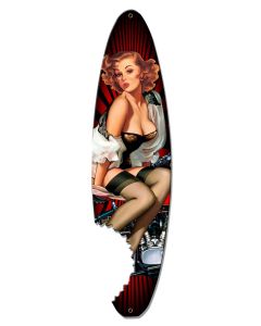 Pin Up Surfboard Vintage Sign, Other, Metal Sign 8, Wall Art, 8 X 30 Inches