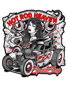 Hot Rod Heaven 2 Vintage Sign, Other, Metal Sign, Wall Art, 18 X 19 Inches