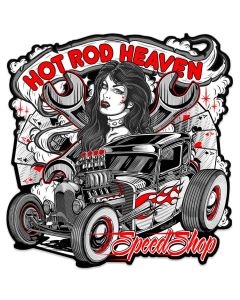 Hot Rod Heaven 2 Vintage Sign, Other, Metal Sign, Wall Art, 24 X 25 Inches