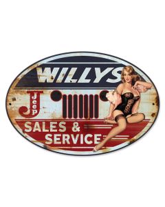 Willy's Sales and Service Vintage Sign, Other, Metal Sign, Wall Art, 18 X 12 Inches