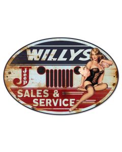 Willy's Sales and Service Vintage Sign, Other, Metal Sign, Wall Art, 24 X 16 Inches