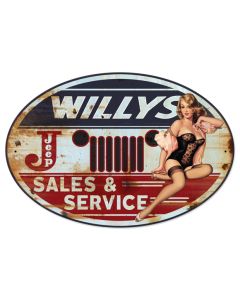 Willy's Sales and Service Vintage Sign, Other, Metal Sign, Wall Art, 30 X 20 Inches