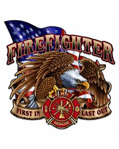 Fire Fighter Eagle Vintage Sign, Other, Metal Sign, Wall Art, 24 X 24 Inches